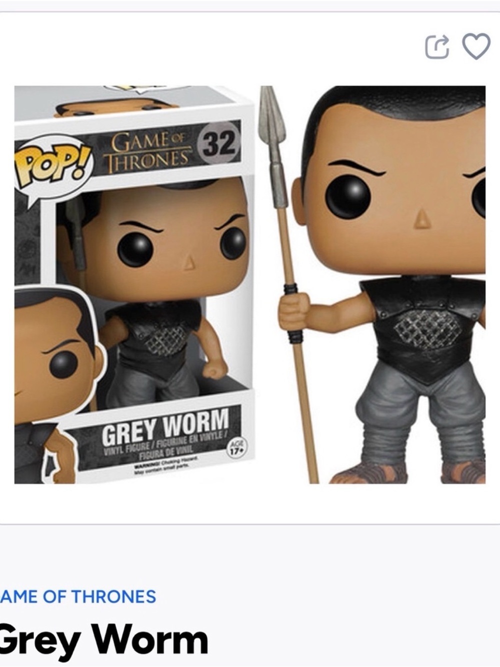 Grey Worm Funko Pop Figure- 32 - Game of Thrones
